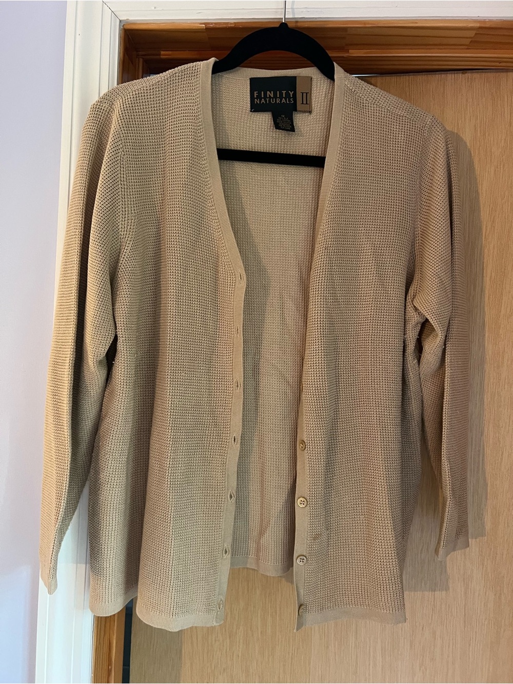 Women’s Cream Button-Front Waffle Cardigan